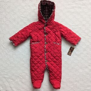 Polo Ralph Lauren Baby Unisex Red Quilted Down Bunting Snowsuit 6 Months NEW